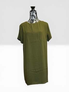 Lulus Shift and Shout Olive Green Short Sleeve Shift Dress